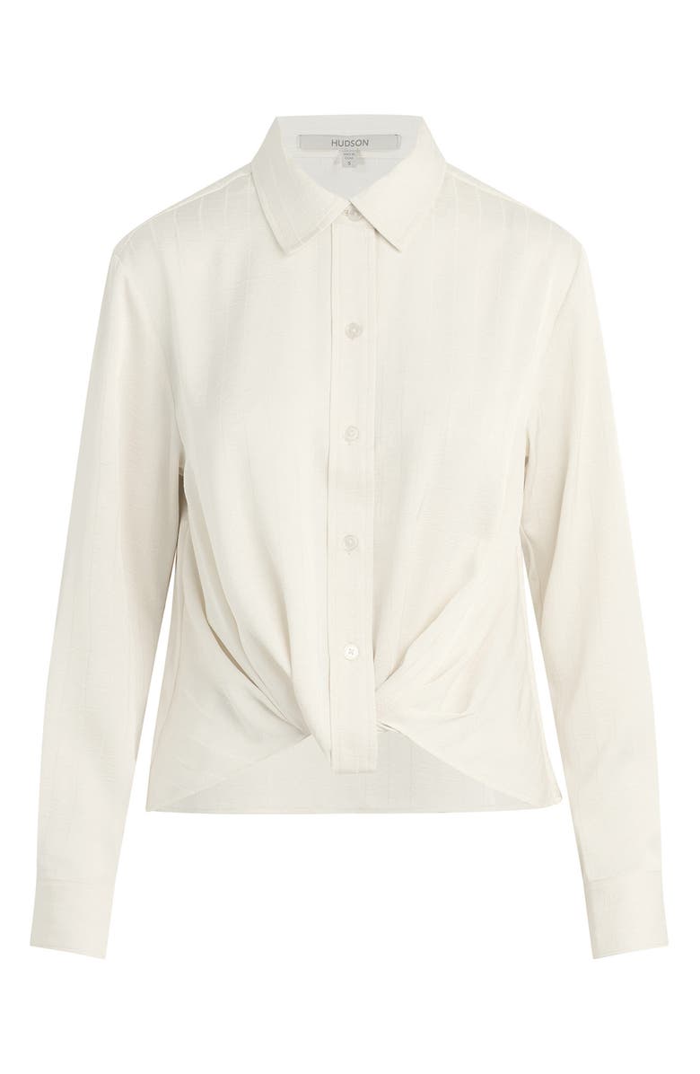 Hudson Jeans Knot Front Button-Down Shirt, Alternate, color, Crme Stripe