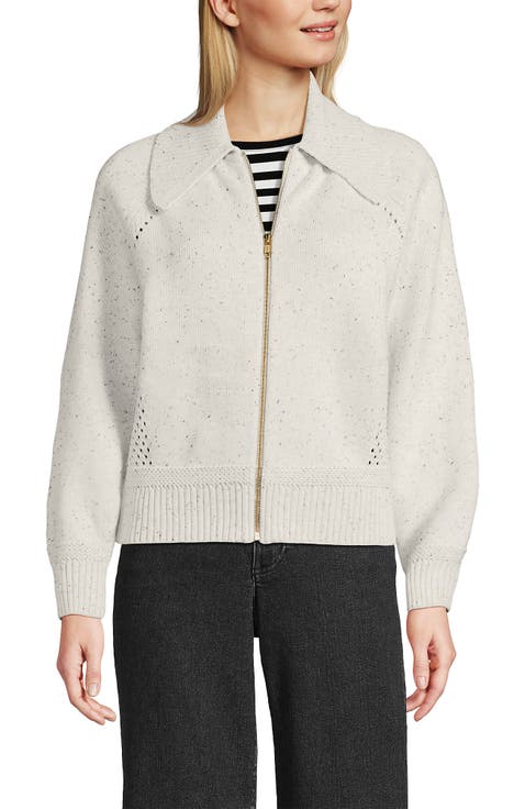 Drifter Large Collar Zip Front Cardigan Sweater