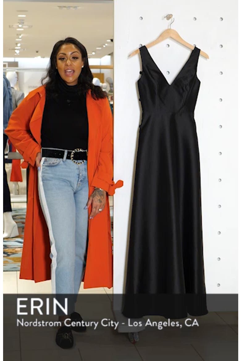 V-Neck Satin Twill A-Line Gown video