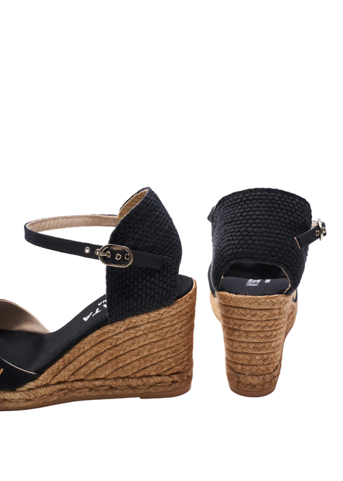 Viscata Aiguablava Canvas Espadrille Sandal Wedges In Black