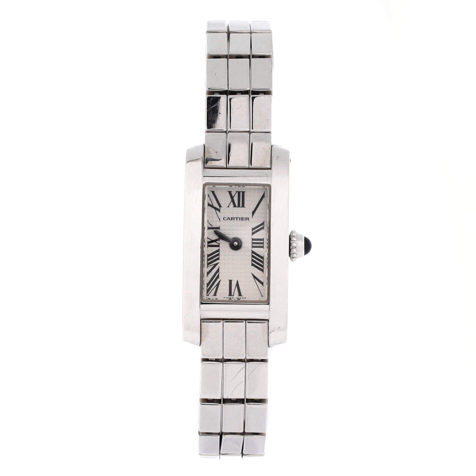 Tank Allongee Laniere Quartz Watch White Gold 14, Main, color, Metallic Silver