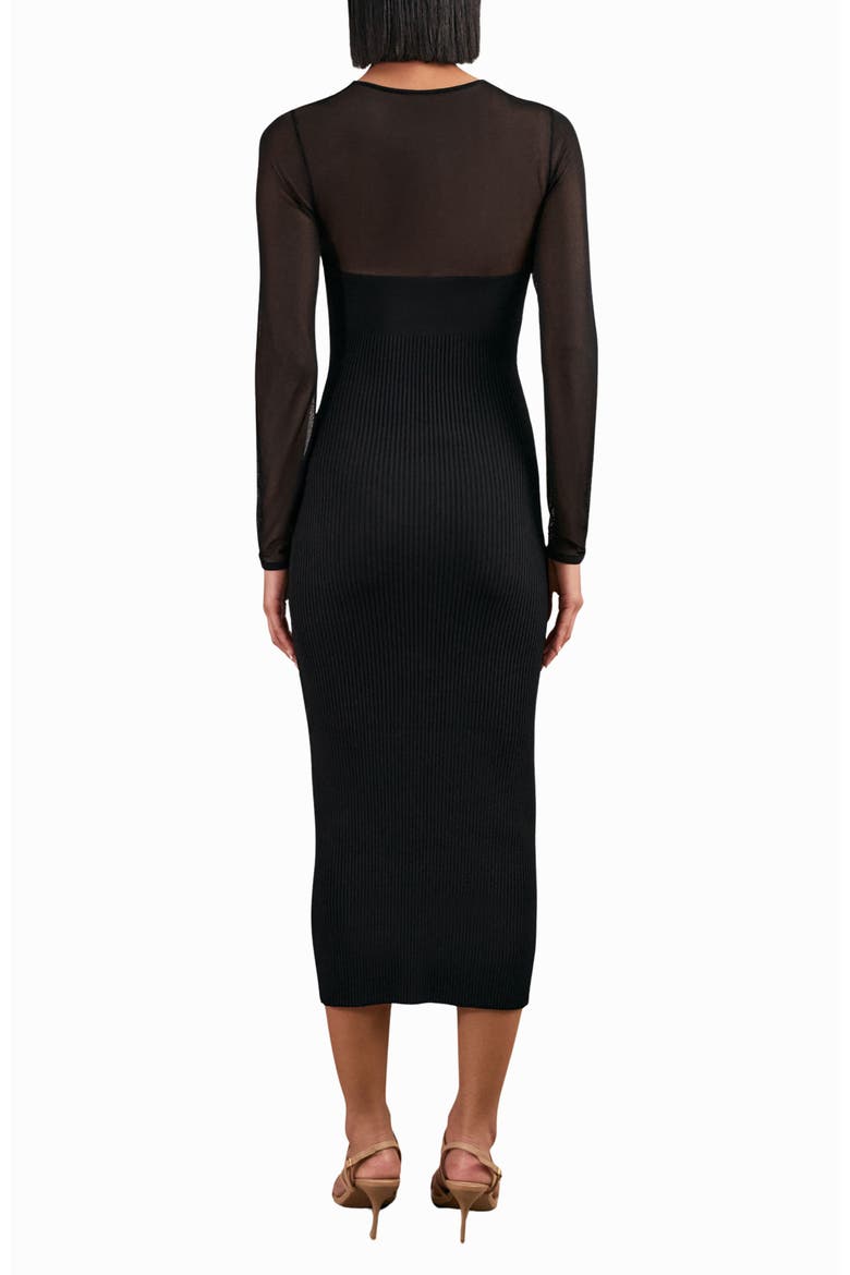 Lila Mixed Media Long Sleeve Cocktail Dress, Alternate, color, BLACK