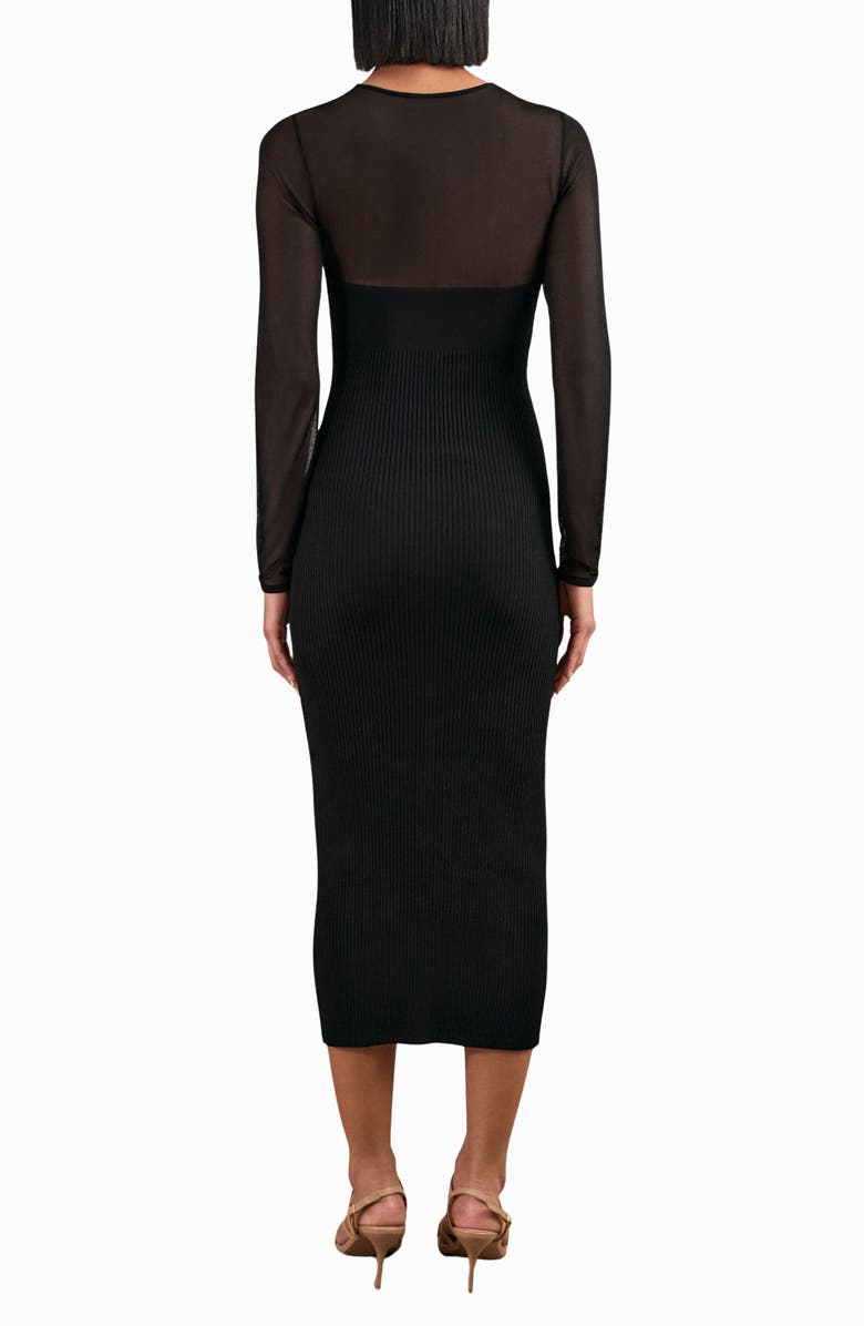 Reiss Lila Mixed Media Long Sleeve Cocktail Dress, Alternate, color, Black