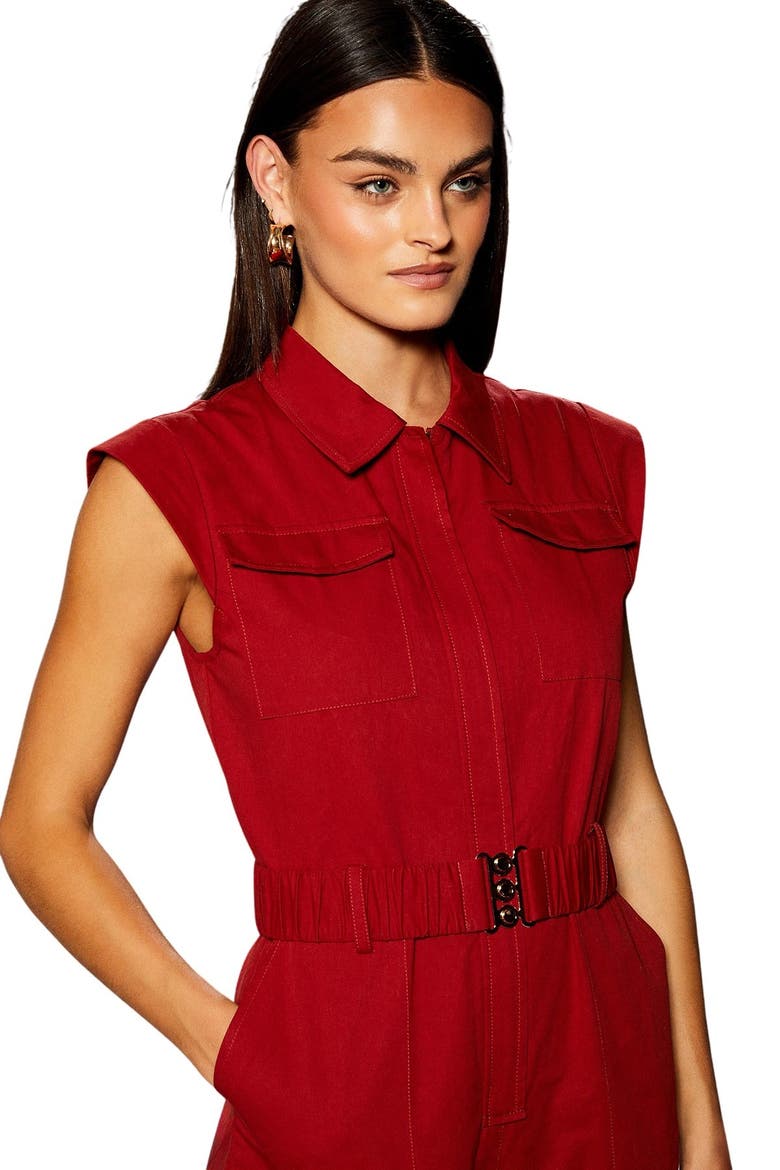 Runway Utility Jumpsuit, Alternate, color, Red