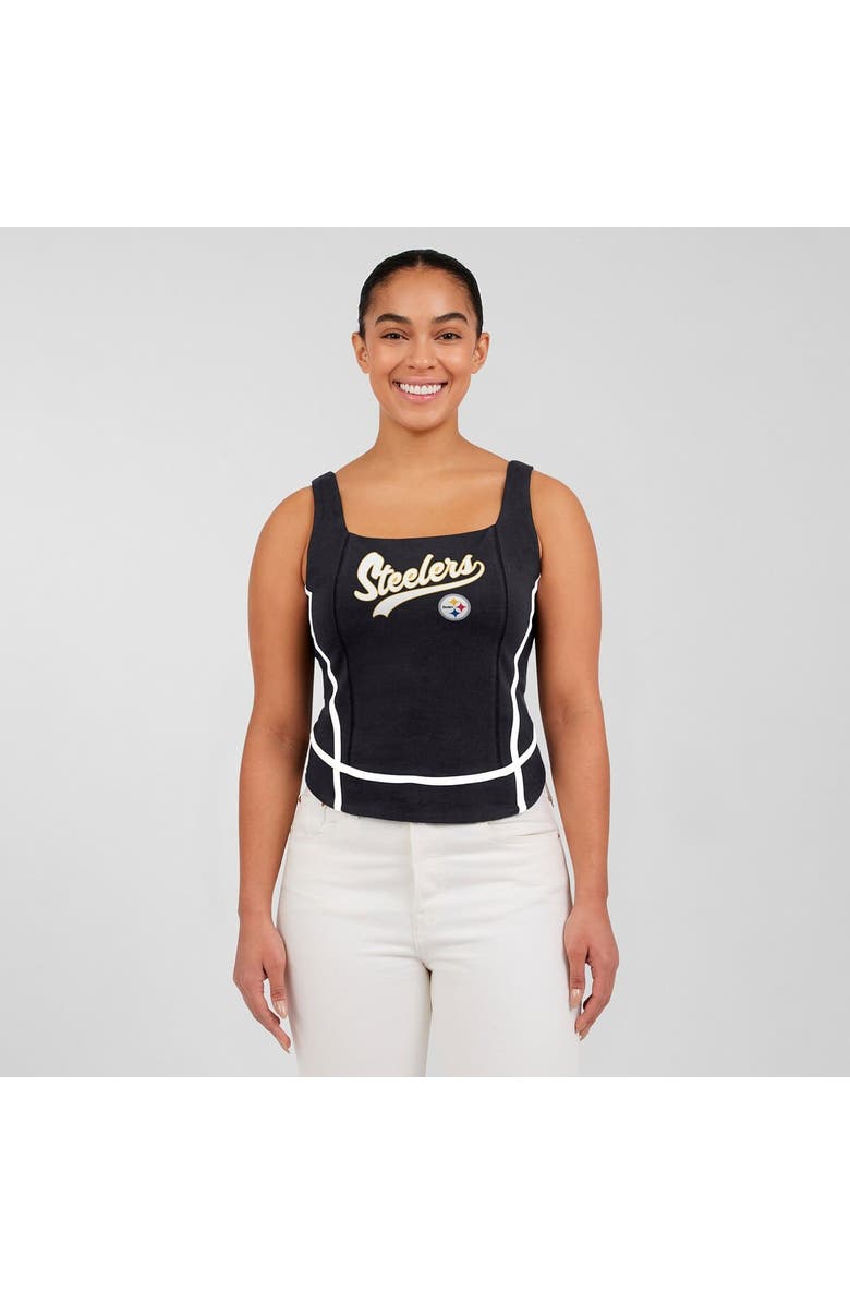 WEAR by Erin Andrews Women's WEAR by Erin Andrews Black Pittsburgh Steelers Square Neck Tank Top, Alternate, color, Black