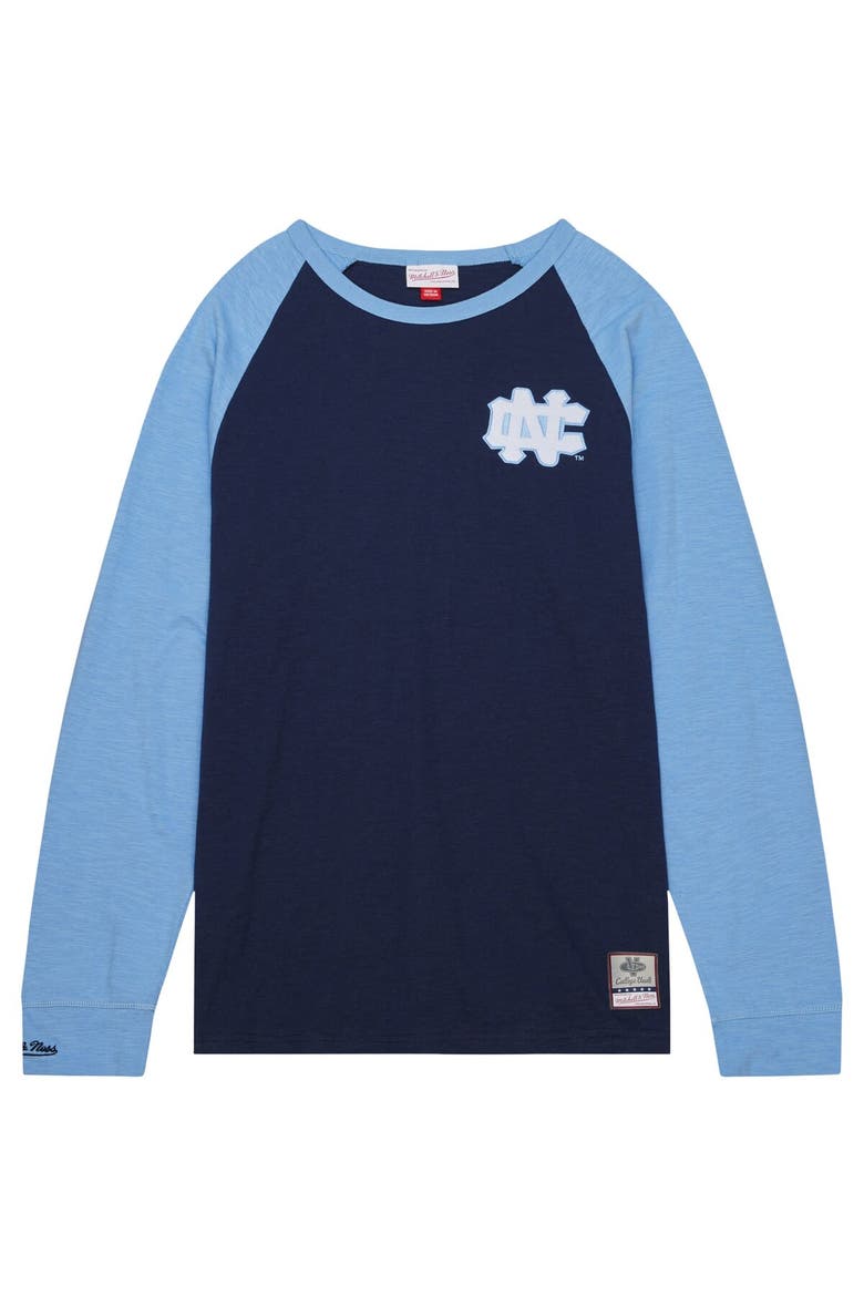Men's Mitchell & Ness Navy North Carolina Tar Heels Legendary Slub Raglan Long Sleeve T-Shirt, Alternate, color, Navy