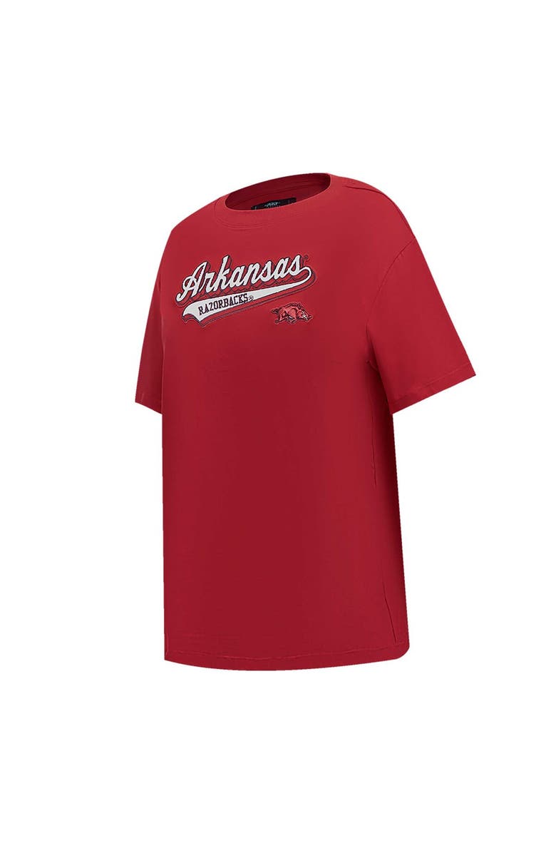 PRO STANDARD Women's Pro Standard Cardinal Arkansas Razorbacks Script Tail Oversized Boyfriend T-Shirt, Alternate, color, Cardinal
