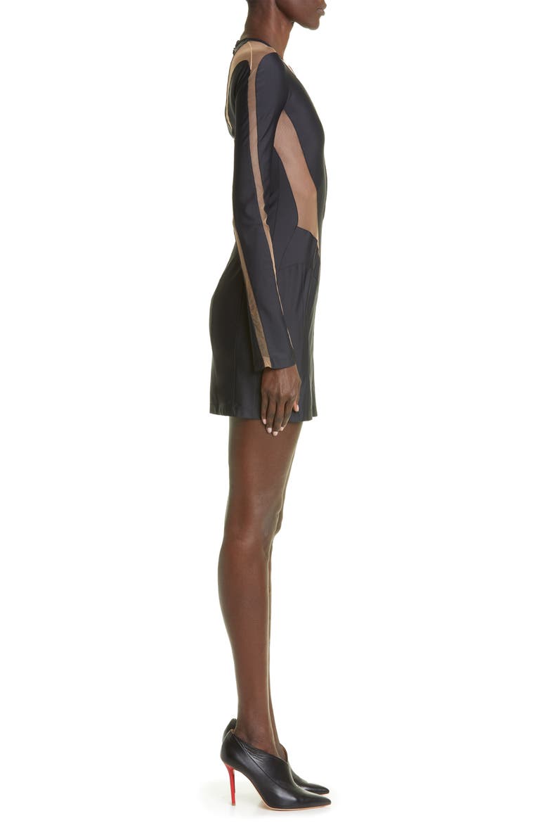 Cutout Illusion Panel Long Sleeve Body-Con Minidress, Alternate, color, 19991 BLACK NUDE 01