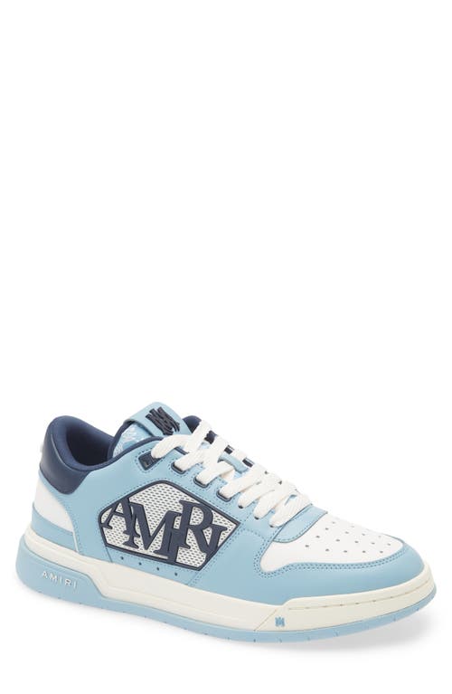 Amiri Light Blue Low Top Sneakers With Contrasting Logo Lettering In Cotton Man In Ocean Sky