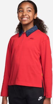 Nike Kids' Sportswear Long Sleeve Cotton Half Zip Polo