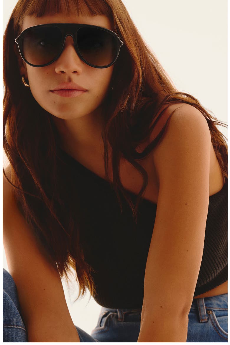 Chart Topper 54mm Aviator Sunglasses, Alternate, color, BLACK/ SMOKE TAUPE