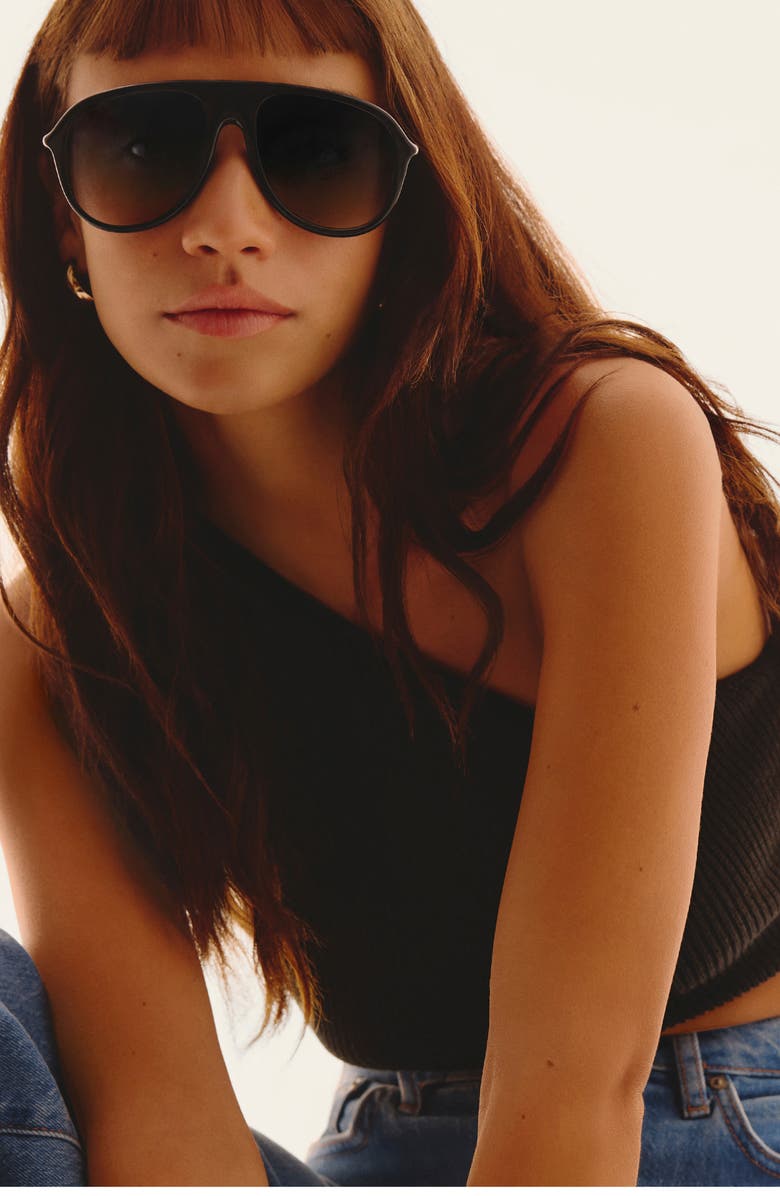 QUAY Chart Topper 54mm Aviator Sunglasses, Alternate, color, Black/ Smoke Taupe