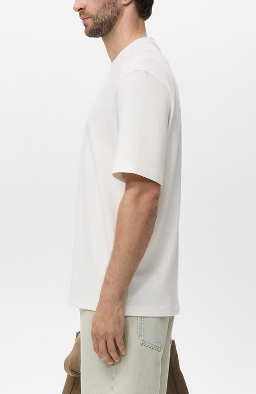 Mango Relaxed Fit Solid Cotton T-shirt In White