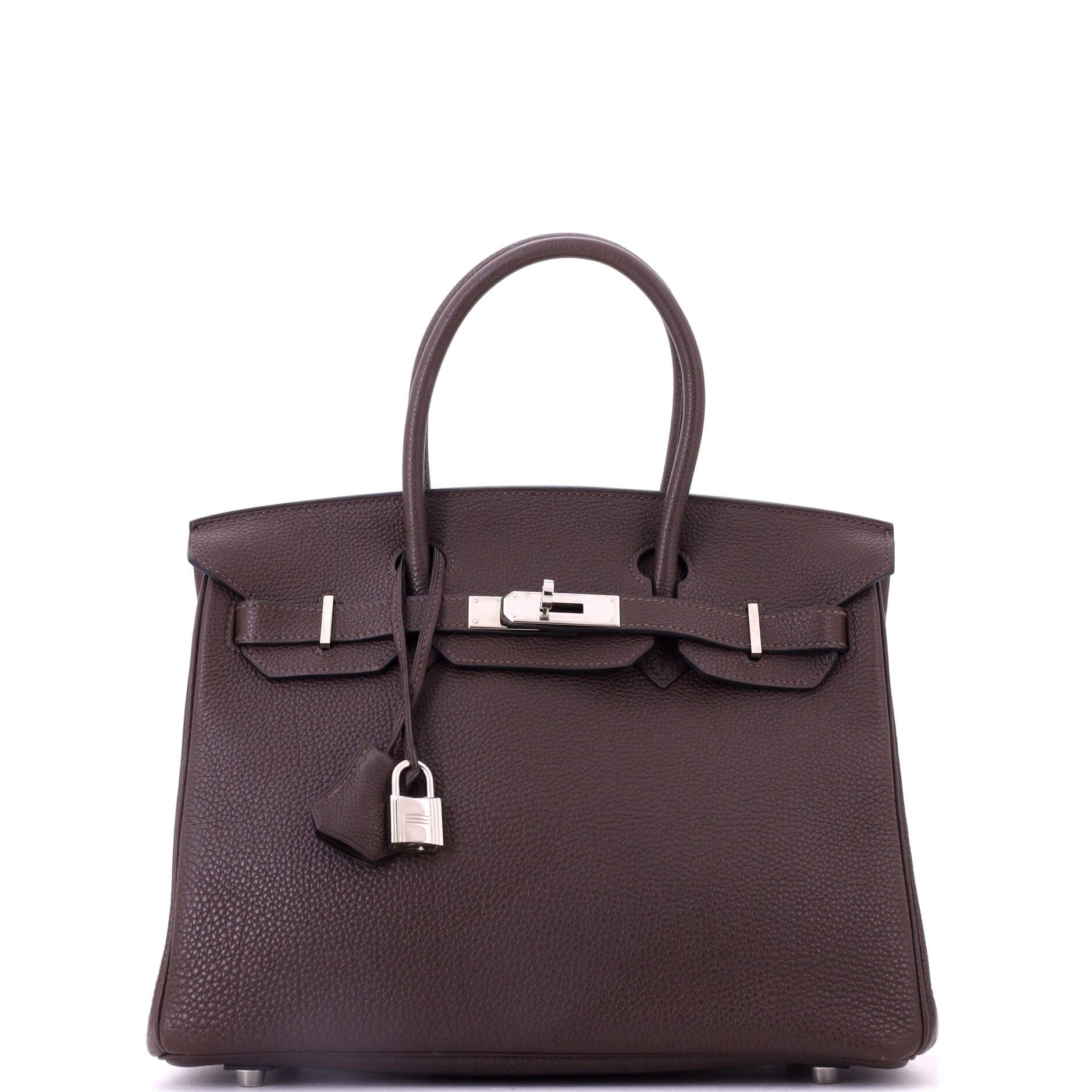 Pre-Owned Hermes Birkin Handbag Brown Togo with Palladium Hardware 30, Main, color, Chocolat