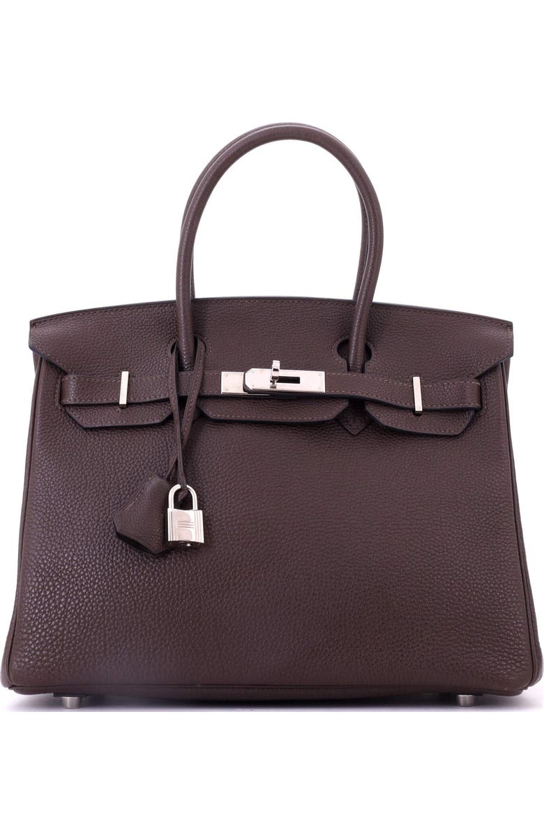 Pre-Owned Hermes Birkin Handbag Brown Togo with Palladium Hardware 30, Main, color, Chocolat