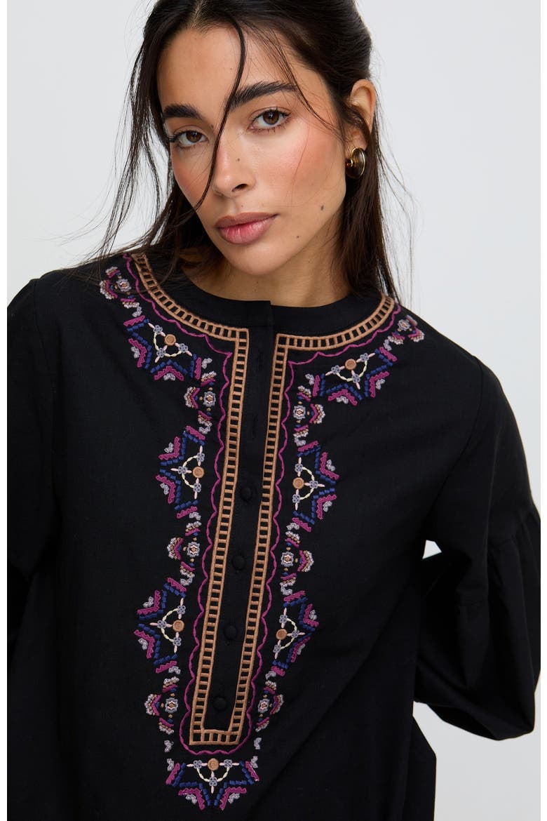 Penny Boxy Embroidered Shirt, Alternate, color, Black