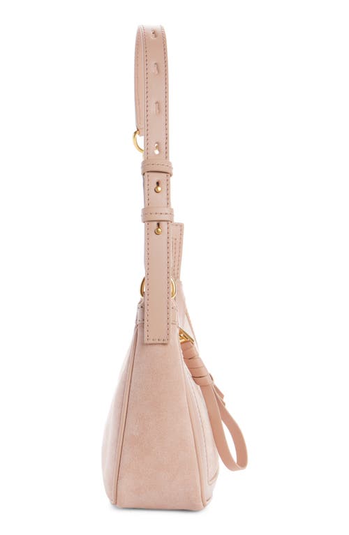 Balmain B-army Suede & Leather Hobo Bag In 0dx Light Pink