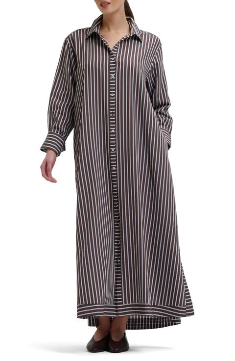 Sybil Stripe Long Sleeve Cotton Shirtdress