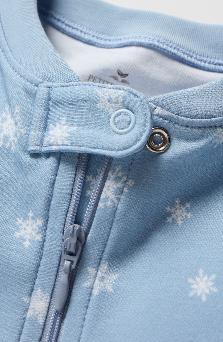 Petite Plume Print Pima Cotton Fitted One-Piece Pajamas, Alternate, color, Blue