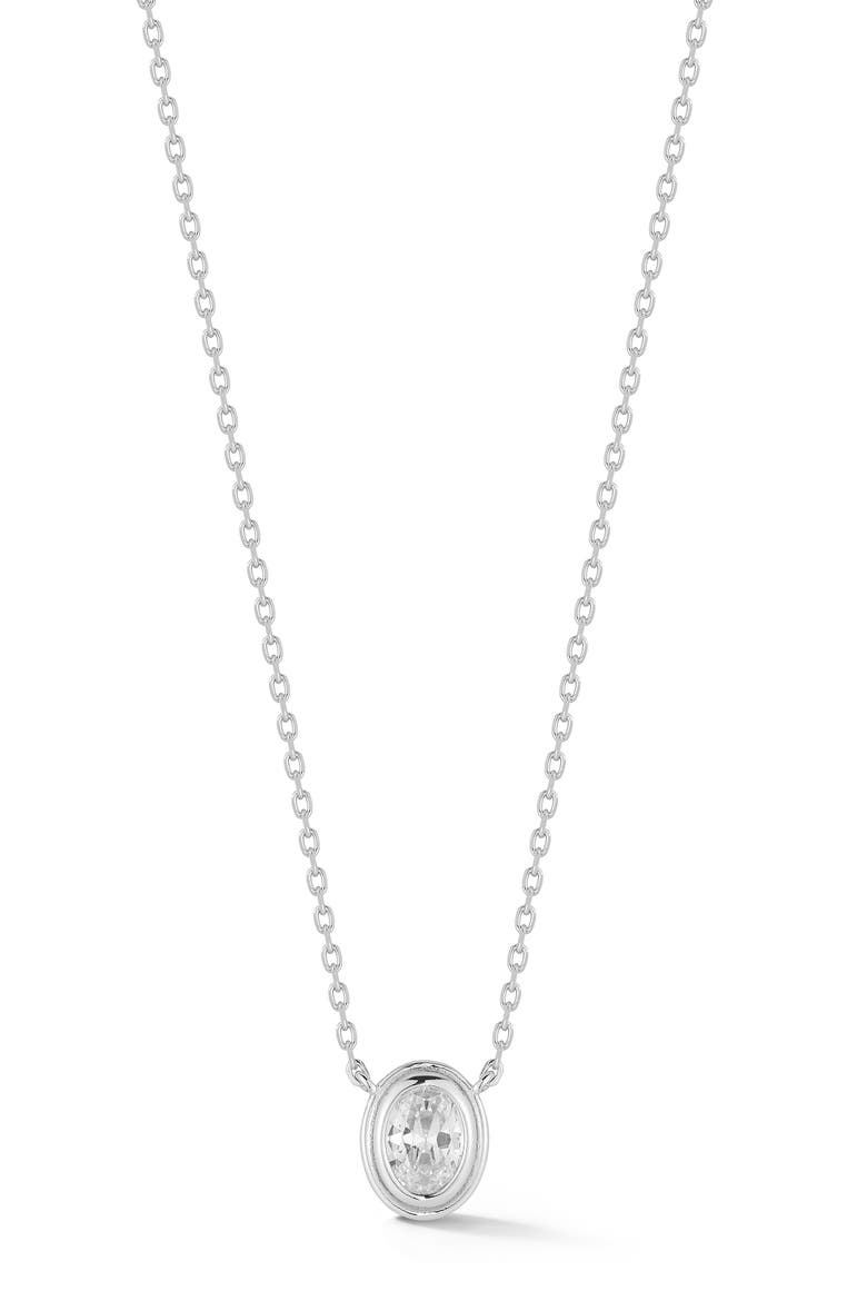 Oval Cut Cubic Zirconia Pendant Necklace, Main, color, SILVER