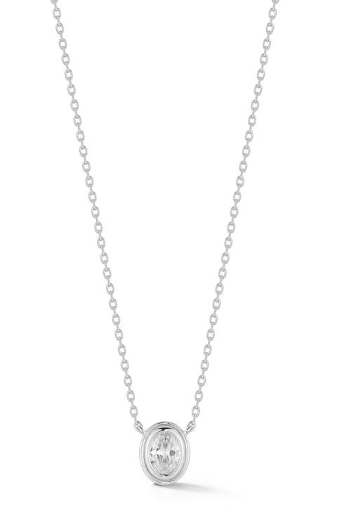 Oval Cut Cubic Zirconia Pendant Necklace