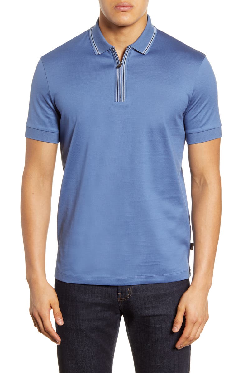 BOSS Paras Tipped Zip Polo, Main, color,