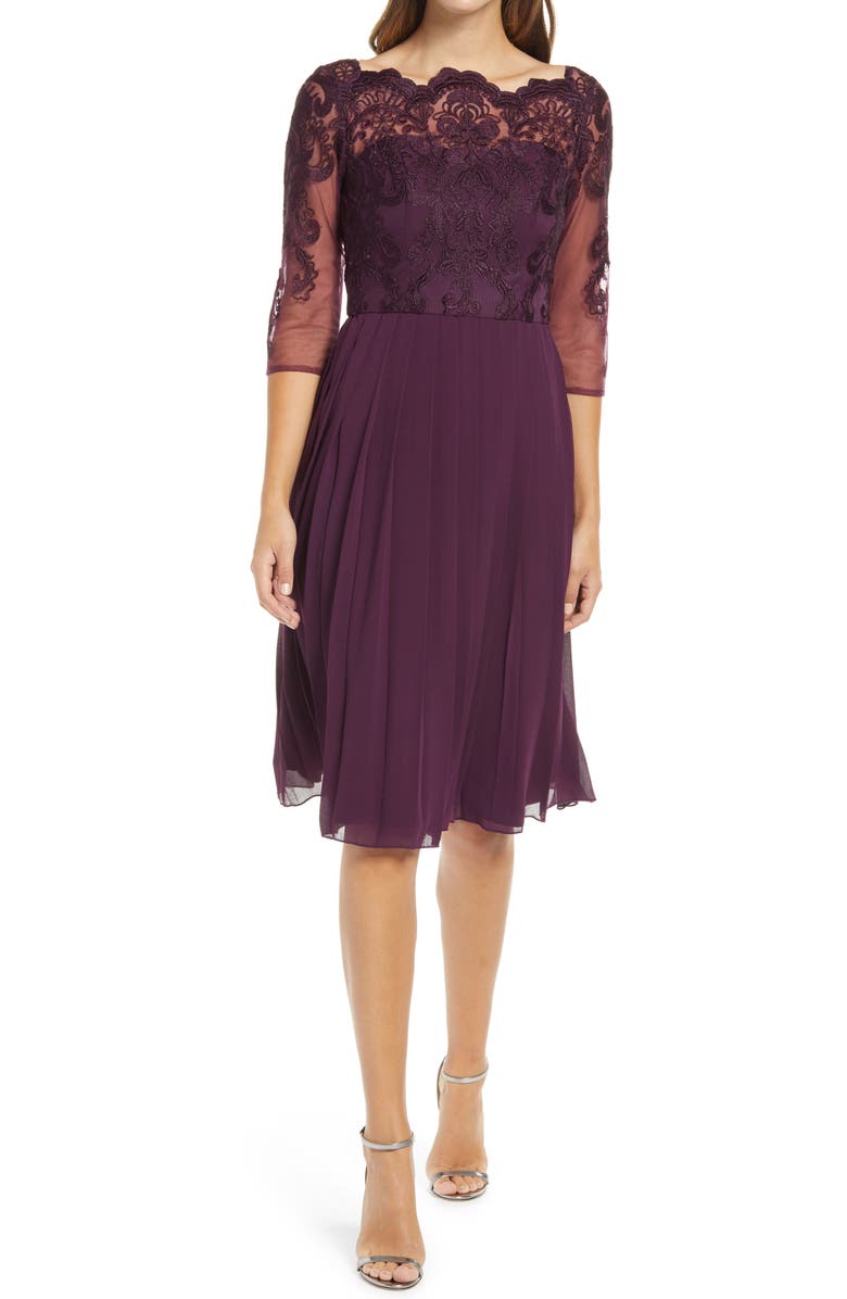 Chi Chi London Melina Lace Bodice Fit & Flare Cocktail Dress, Main, color, 