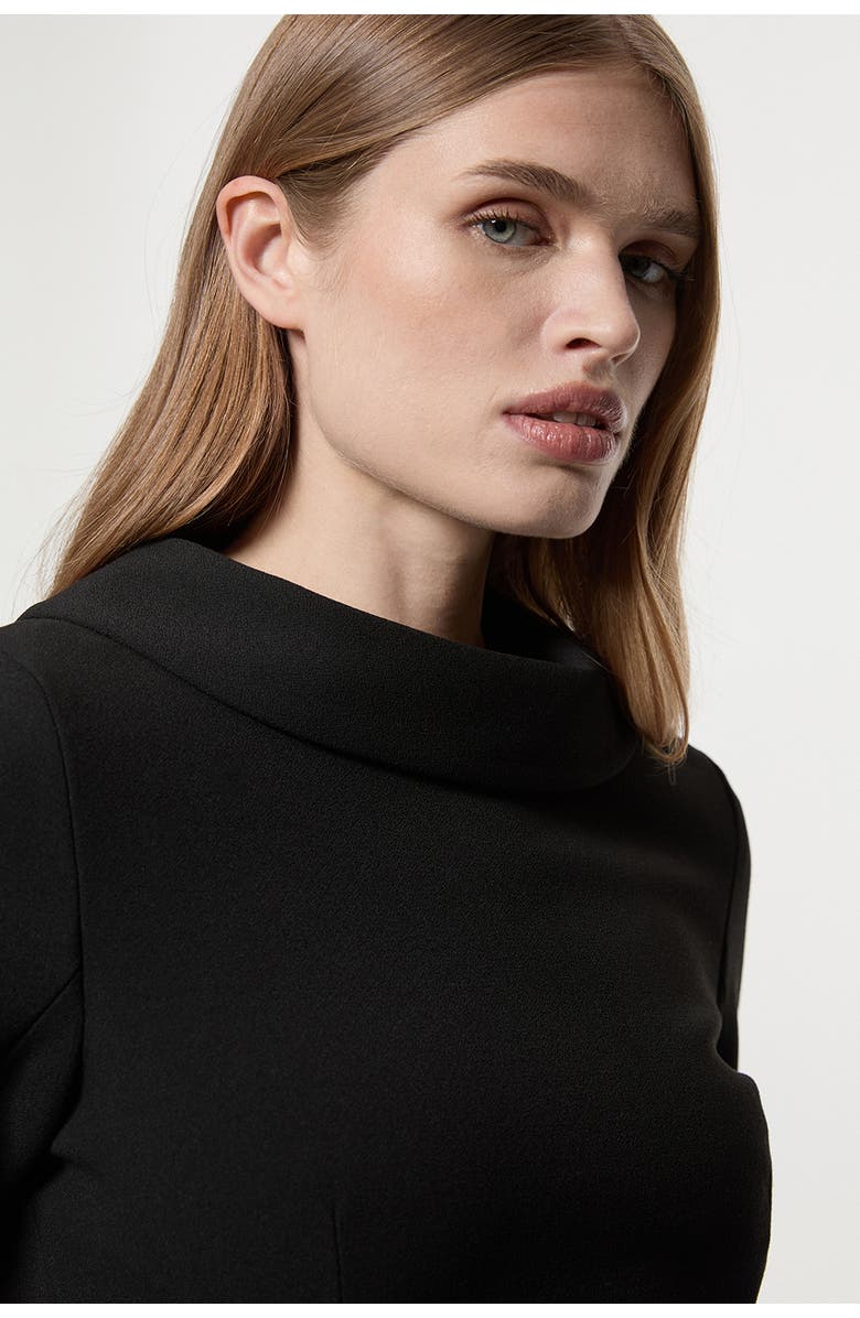 Karen Millen Crepe Roll Neck Midi Dress, Alternate, color, Black