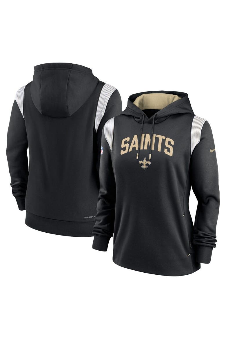 Women's Nike Black New Orleans Saints Sideline Stack Performance Pullover Hoodie, Main, color, Black