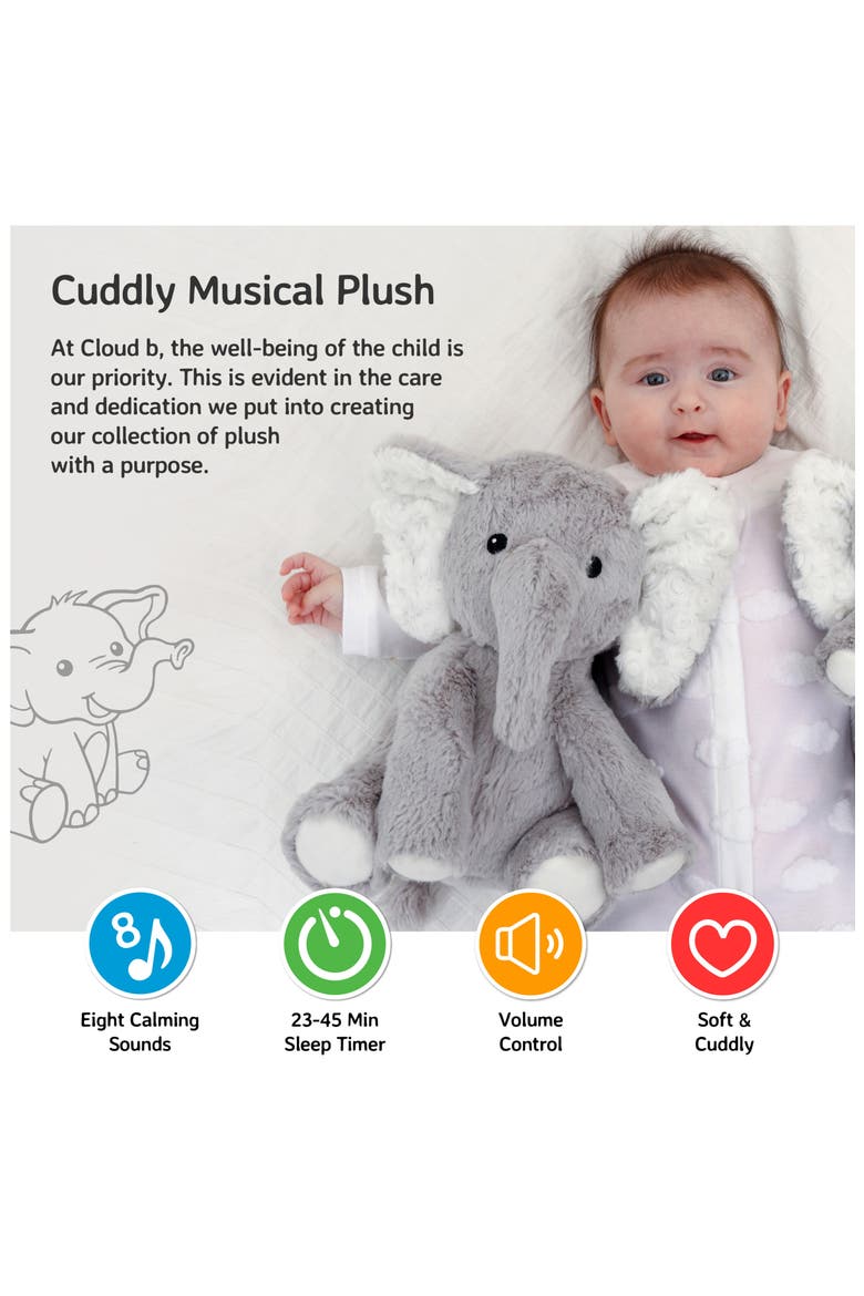 Eli the Elephant - Plush Toy & Baby Sleep Sound Soother, Alternate, color, GREY