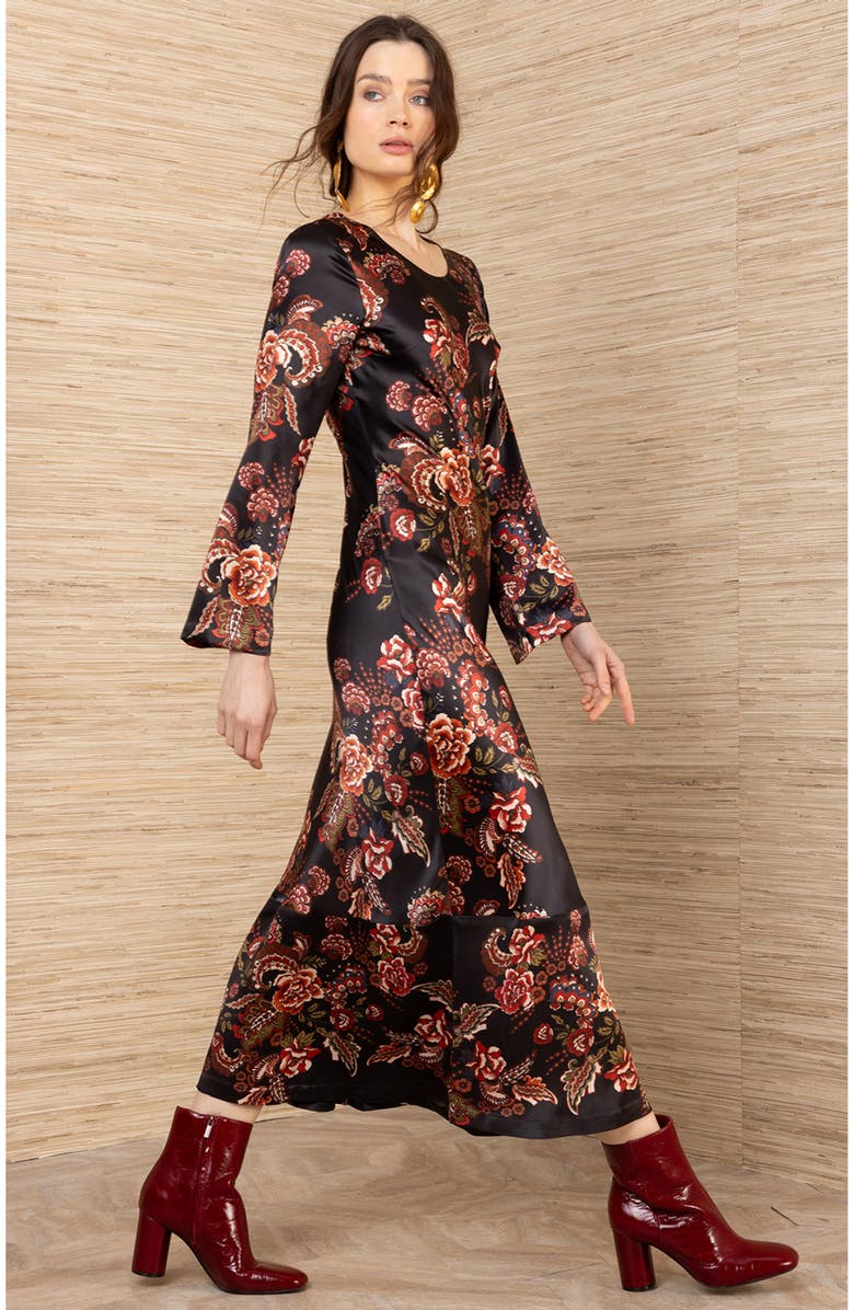 Hale Bob Egypt Charmeuse Dress, Alternate, color, Black