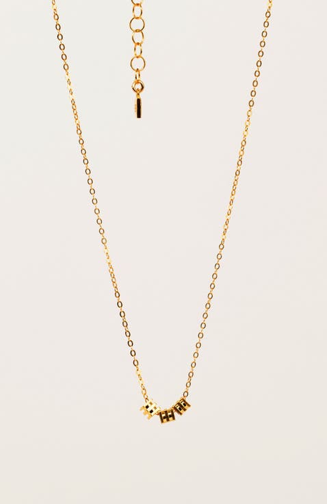 Cubed Charm Gold Necklace