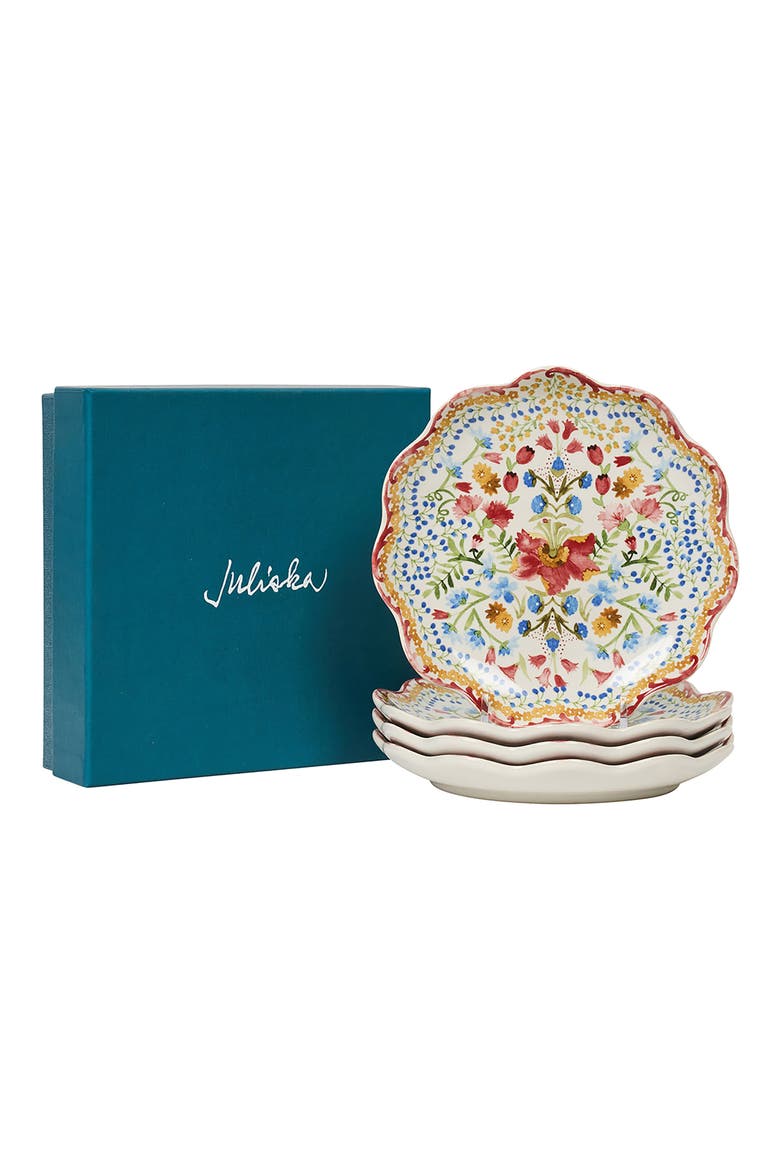 Sofia Set of 4 Side/Cocktail Plates, Alternate, color, MULTI ORANGE