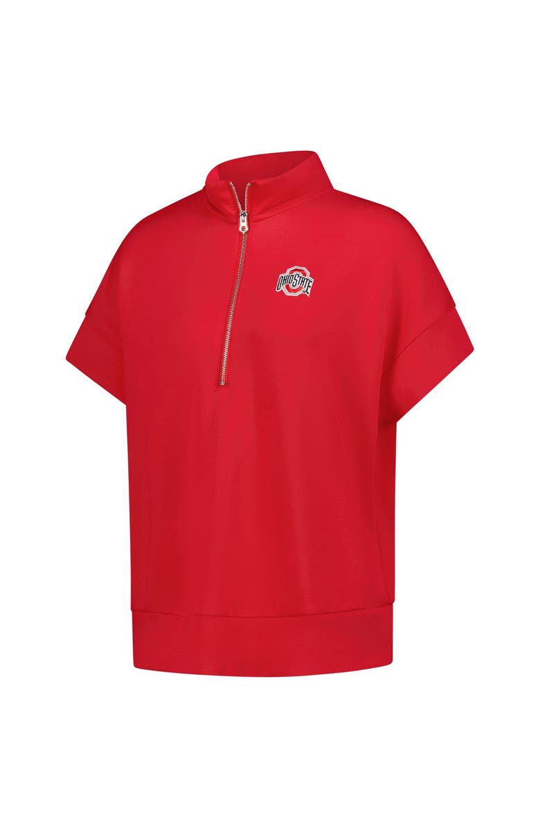 ZOOZATZ Women
s ZooZatz Scarlet Ohio State Buckeyes Tri-Blend Quarter-Zip Flowy Top, Alternate, color, Scarlet