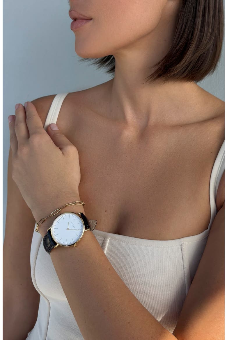 Copenhagen Quartz Strap Watch, 36mm, Alternate, color, BLACK/ GOLD/ WHITE