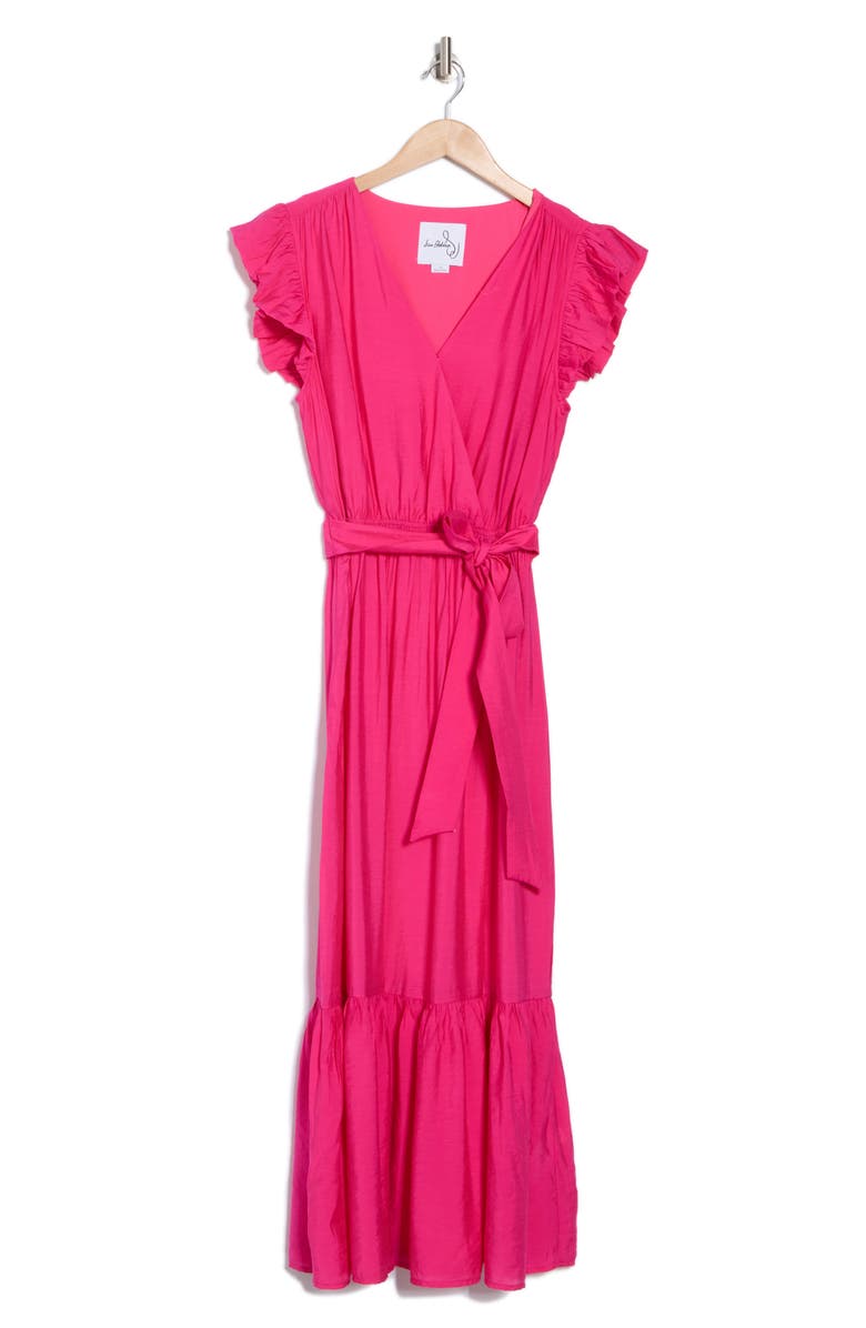 Sam Edelman Flutter Cap Sleeve Maxi Dress, Main, color, Pretty Pin