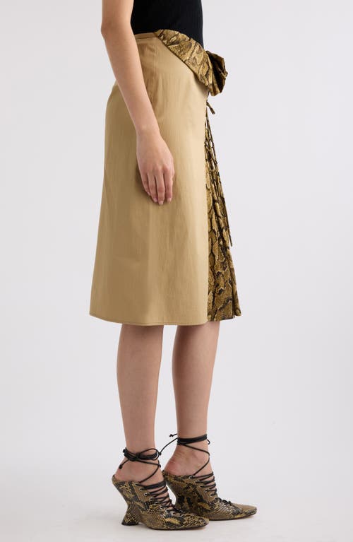 Dries Van Noten Sebia Snakeskin Print Ruffle Midi Skirt In Beige