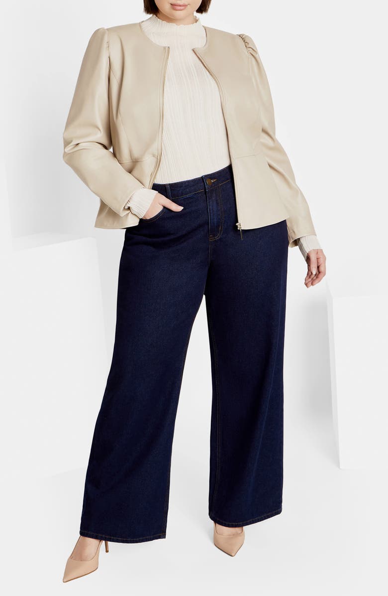 City Chic Mallory Faux Leather Jacket, Alternate, color, Cream