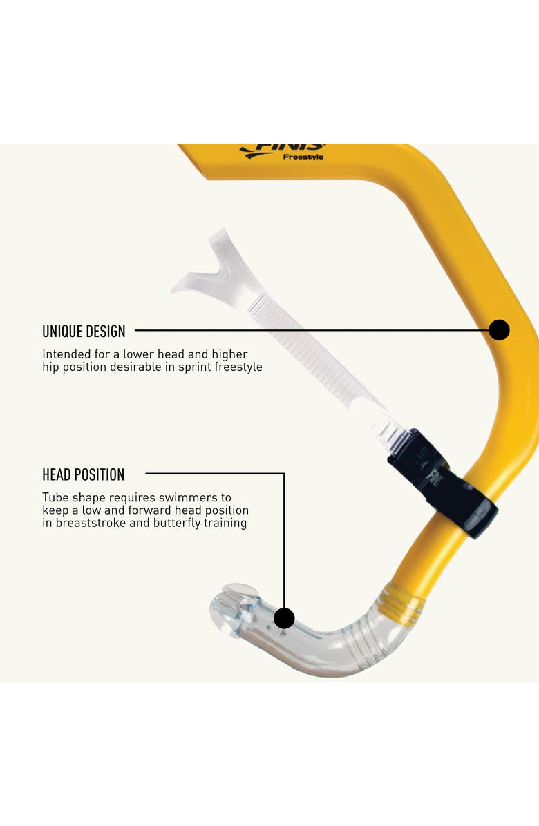 FINIS Freestyle Center Mount Swim Snorkel Sprint Training Snorkel Promotes Proper Head Position, Alternate, color, Yellow