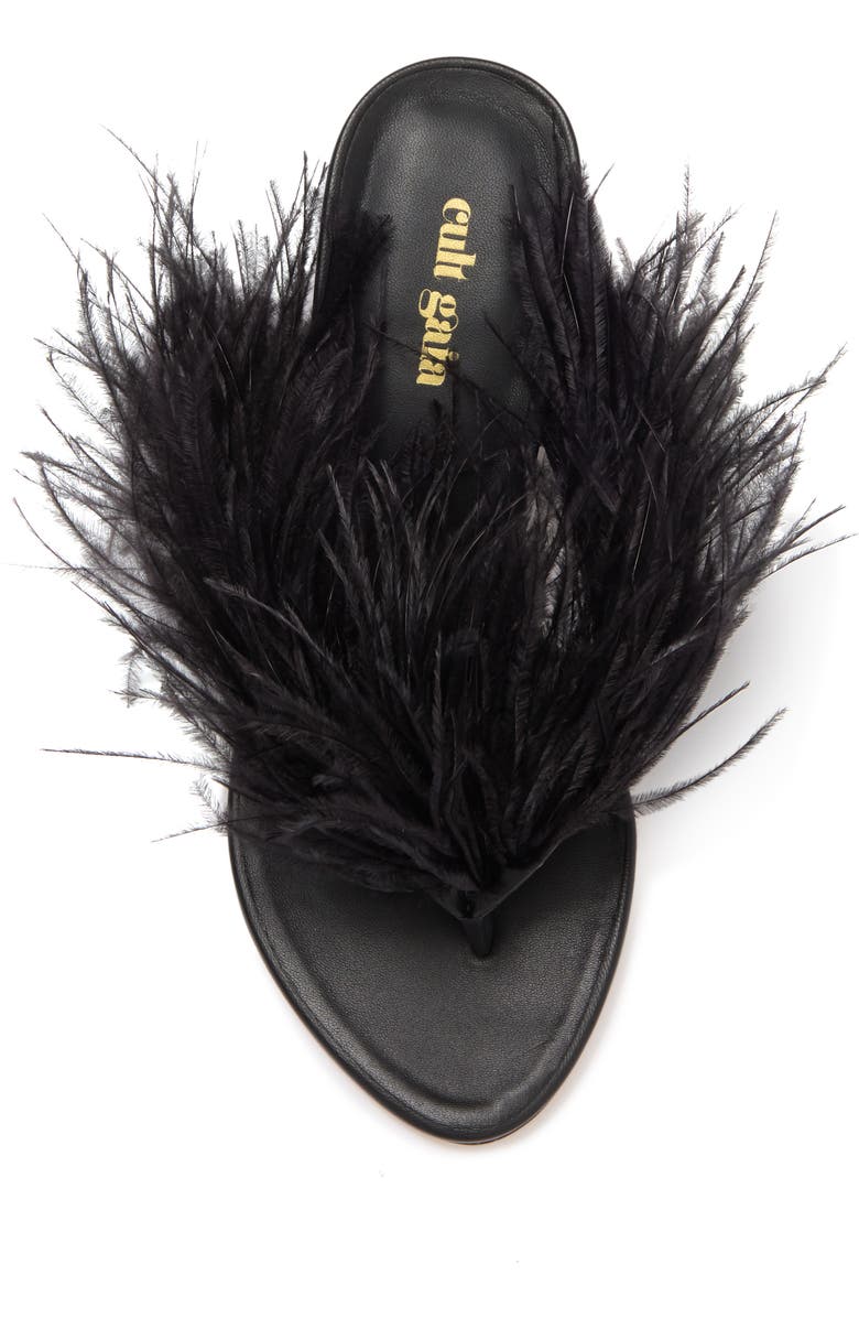 Cult Gaia Myra Ostrich Feather Embellished Slide Sandal, Alternate, color,