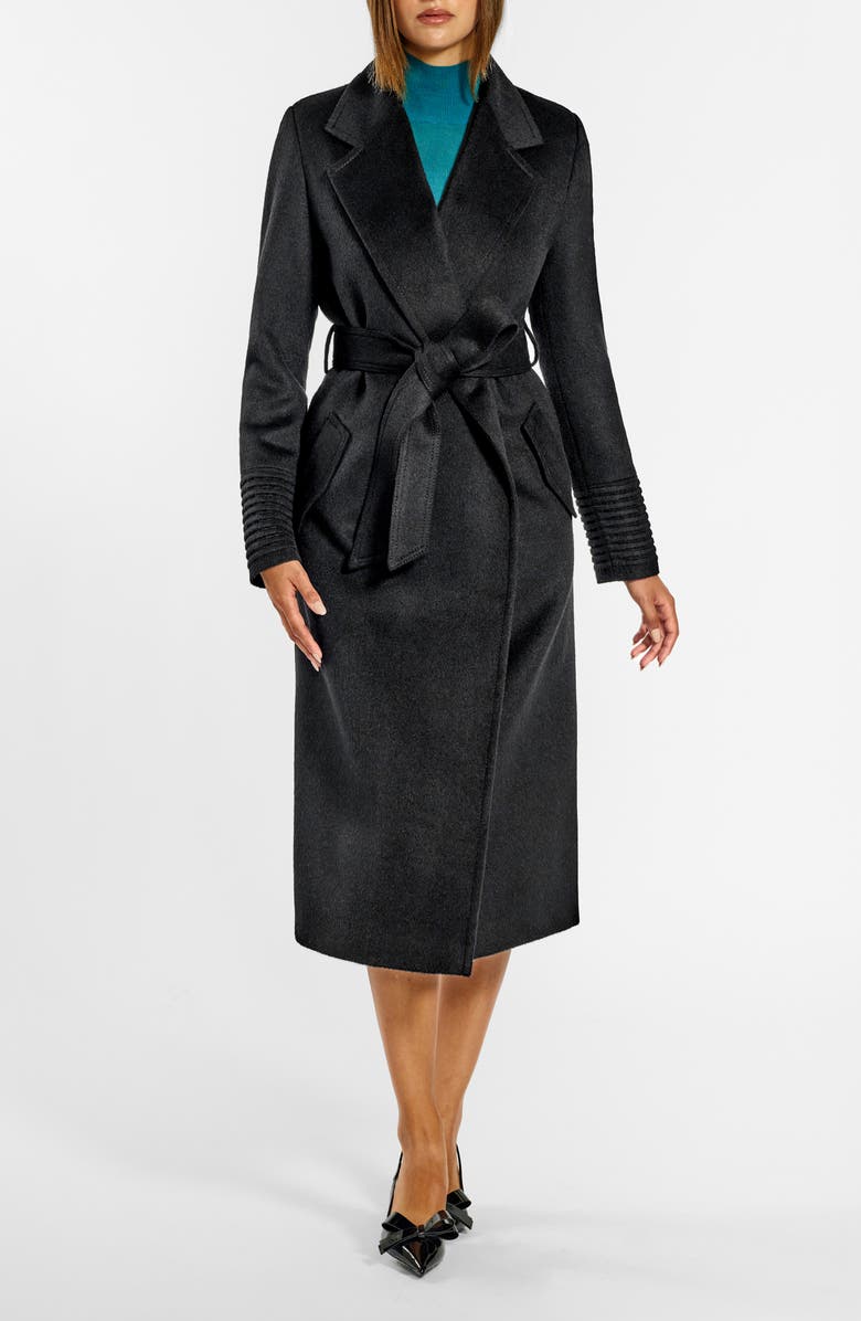 SENTALER Belted Alpaca Blend Wrap Coat, Main, color, Black