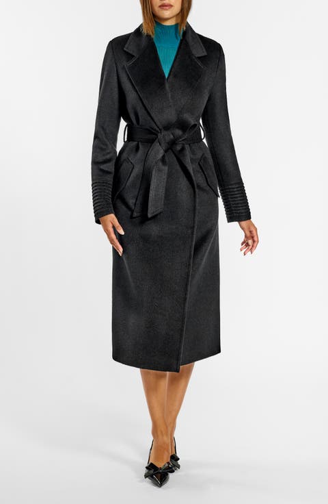 Belted Alpaca Blend Wrap Coat
