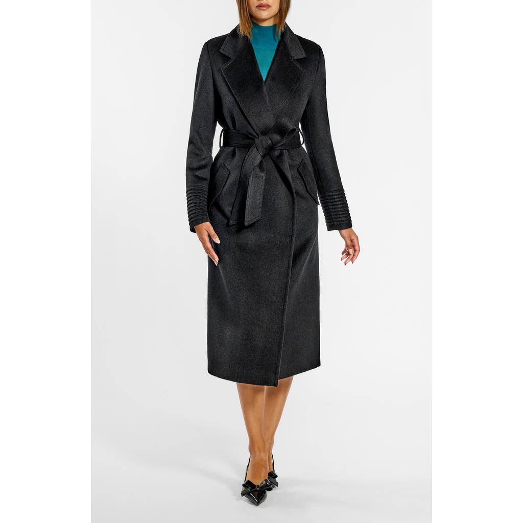 SENTALER Belted Alpaca Blend Wrap Coat in Black  product