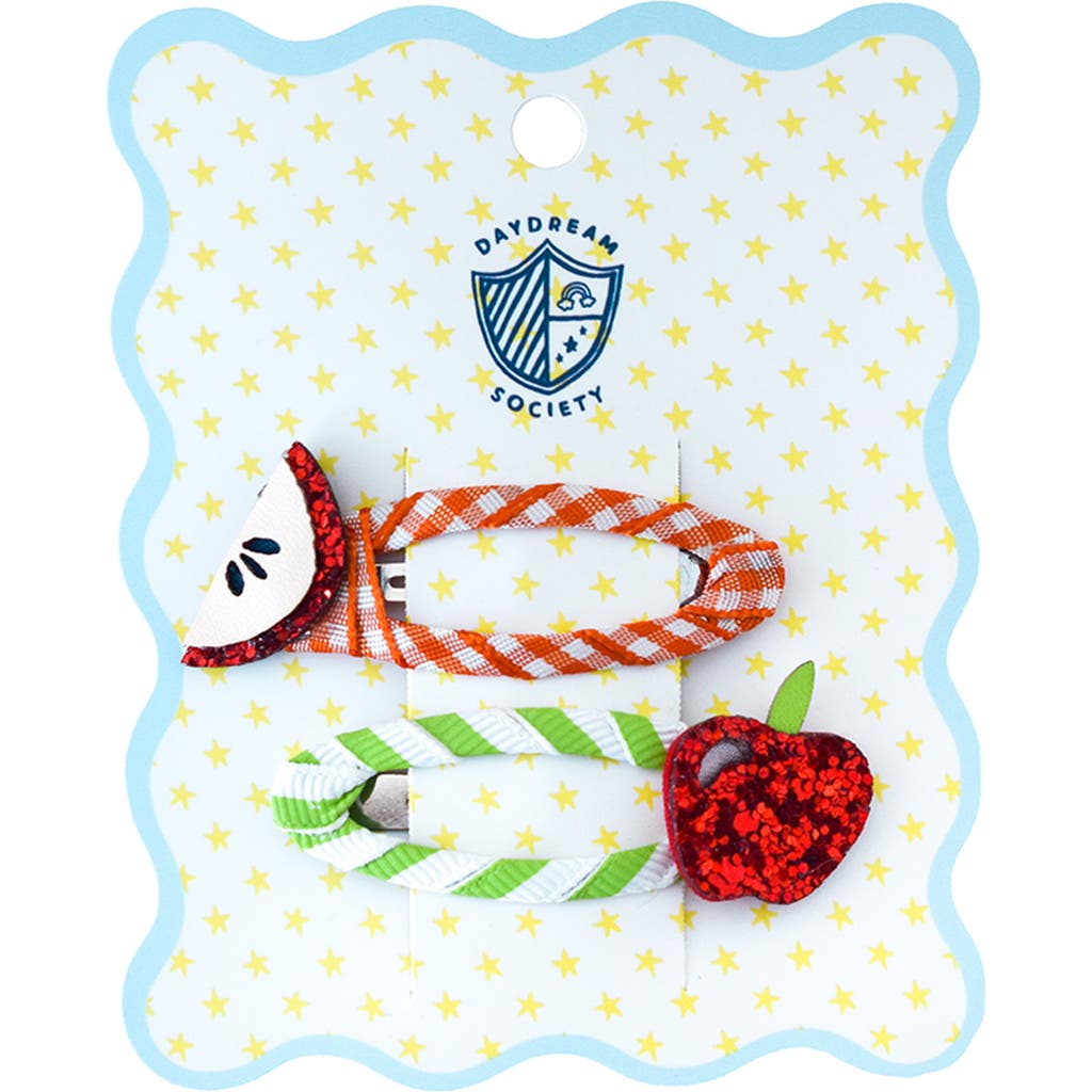 Jollity & Co . Smarty Pants Apple Hair Clip Set In Multi