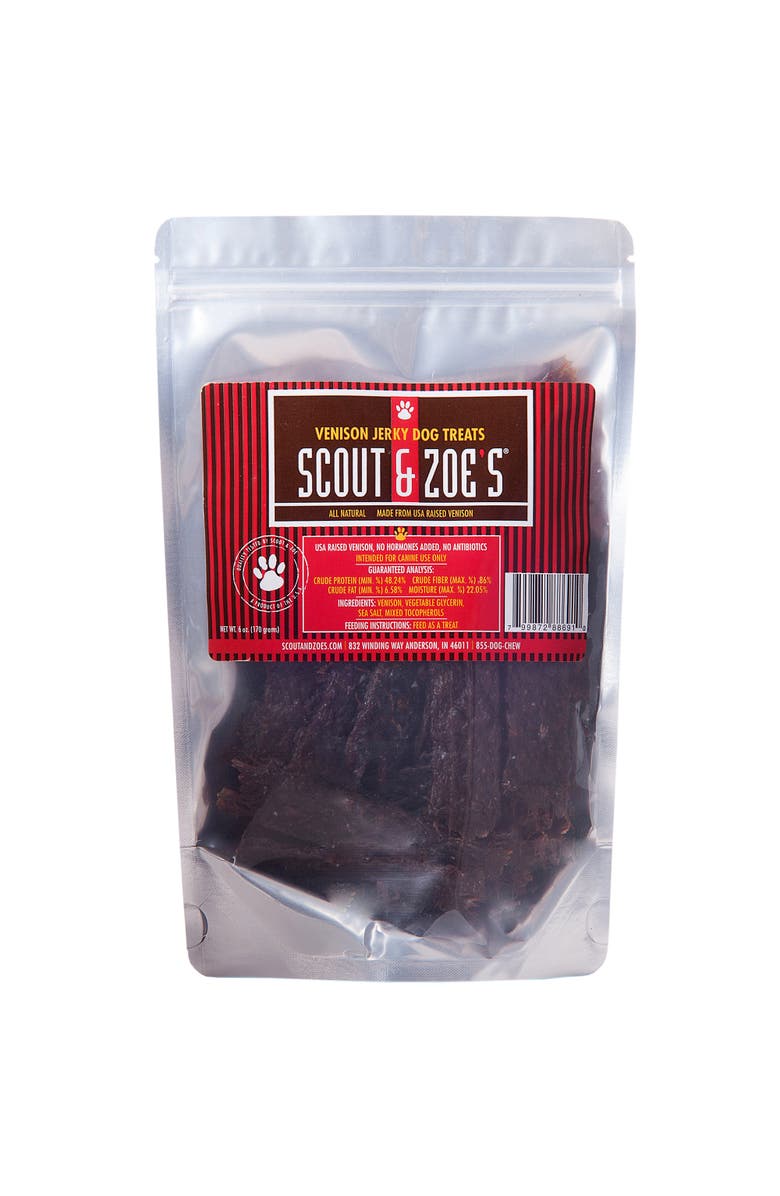 Scout & Zoe's Venison Jerky, 6oz Dog Treats, Air Dried Chews, Pet Snack, Main, color, 
