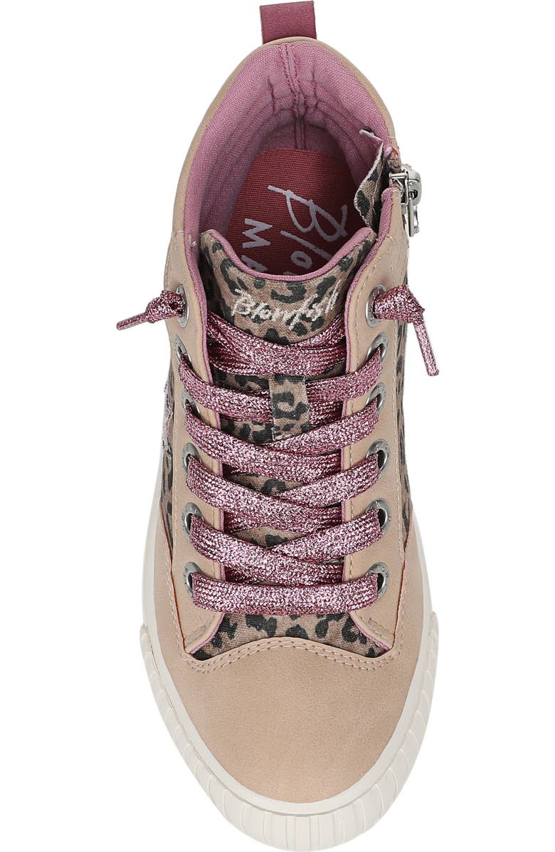 Blowfish Malibu Kids' Wanderland High Top Sneaker, Alternate, color, Leopard Canvas