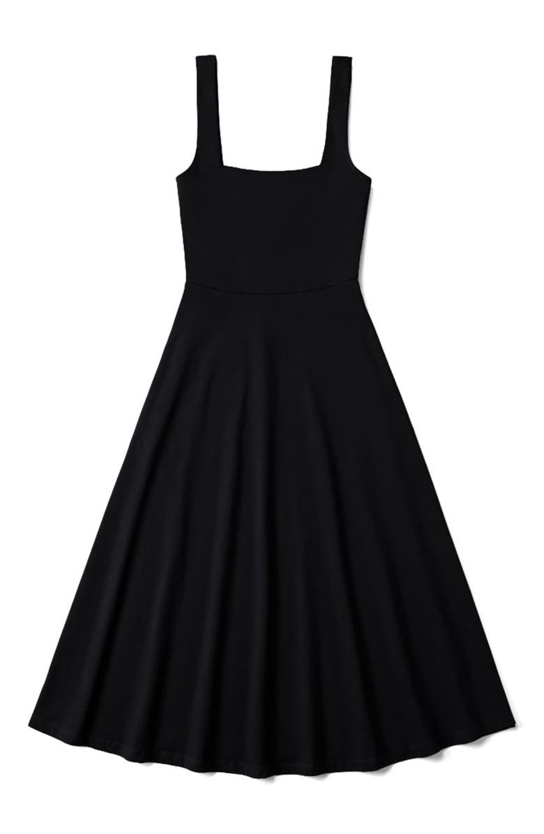 Pact Fit & Flare Square Neck Dress Made With Organic Cotton, Alternate, color, Black