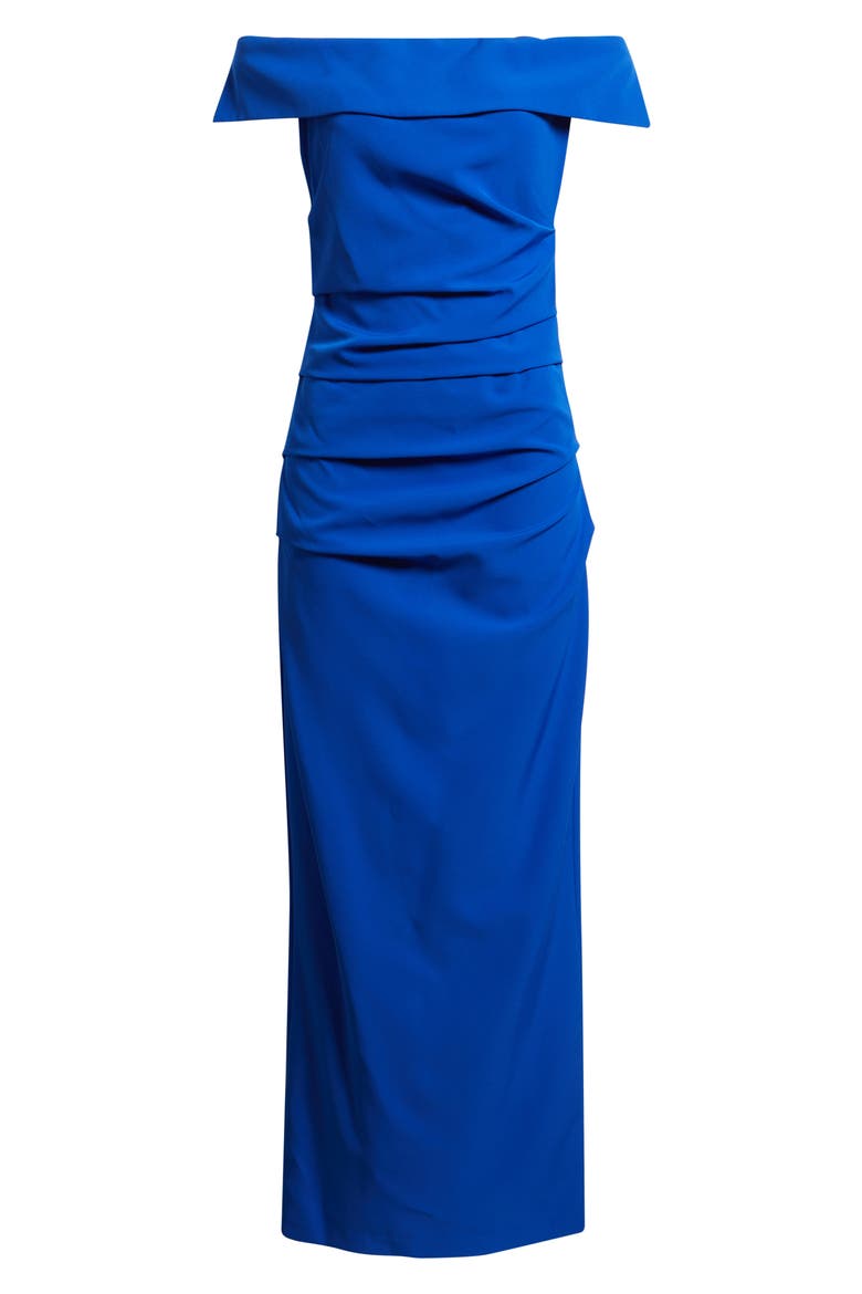 Laguna Pleated Off the Shoulder Gown, Alternate, color, COBALT