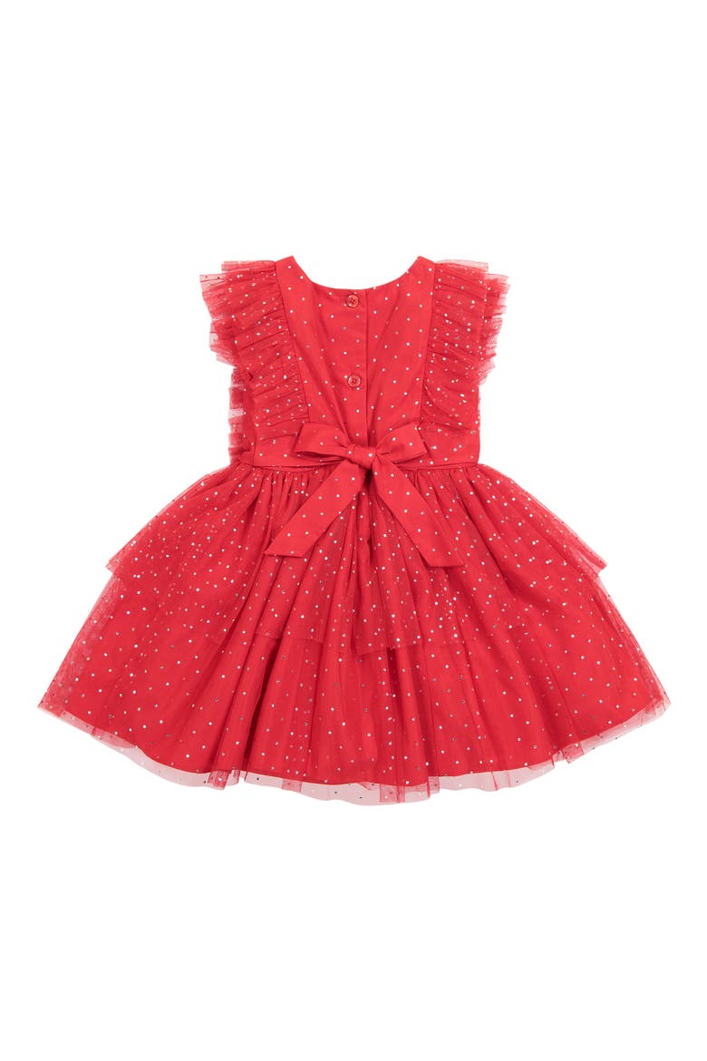 Foil Dot Mesh Party Dress & Bloomers Set, Alternate, color, RED