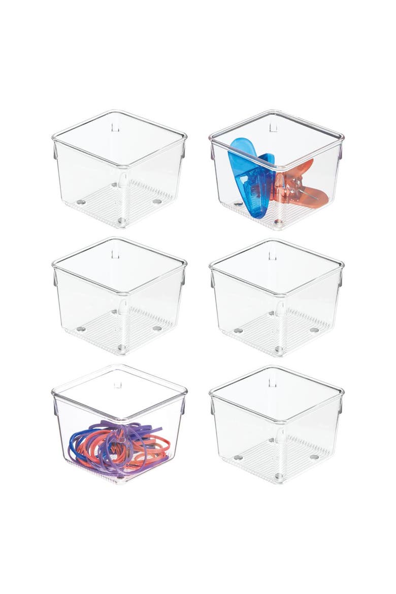 Plastic Drawer Organizer Bins - Storage for Kitchen, Bathroom, and Desk Drawers - Set of 6 - Clear, Main, color, Clear